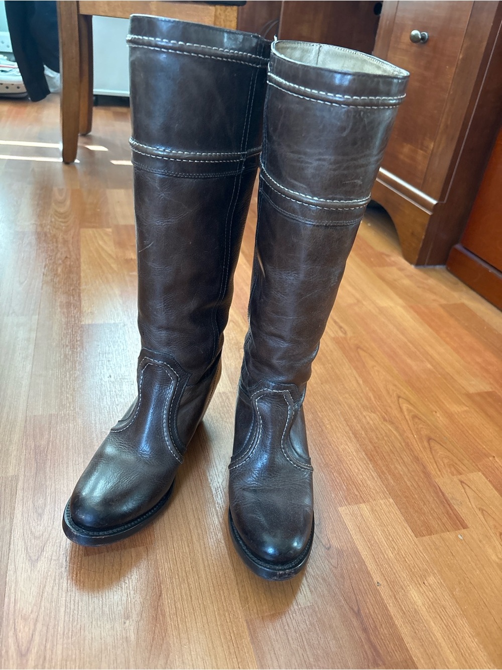 Frye Dark Brown Over-The-Knee Leather Boots